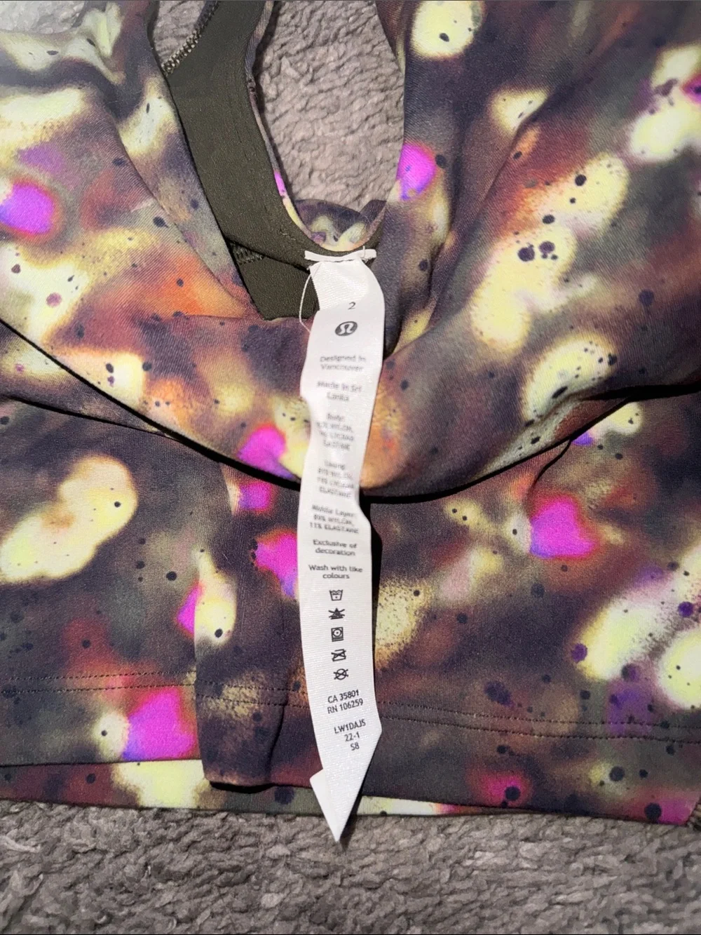lululemon athletica Multicolor Abstract Print Racerback Bodysuit Top